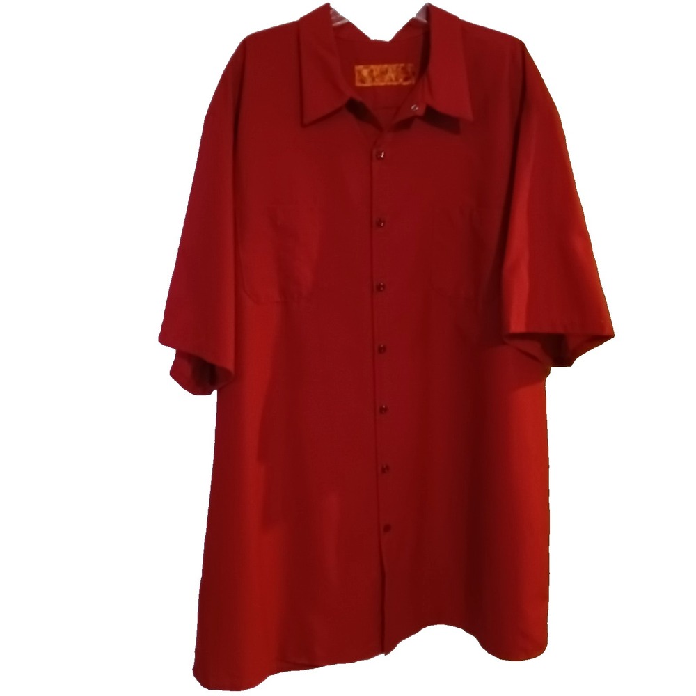 Red Kap Mens Red Short Sleeve Button Down Work Shirt – Size 4XL